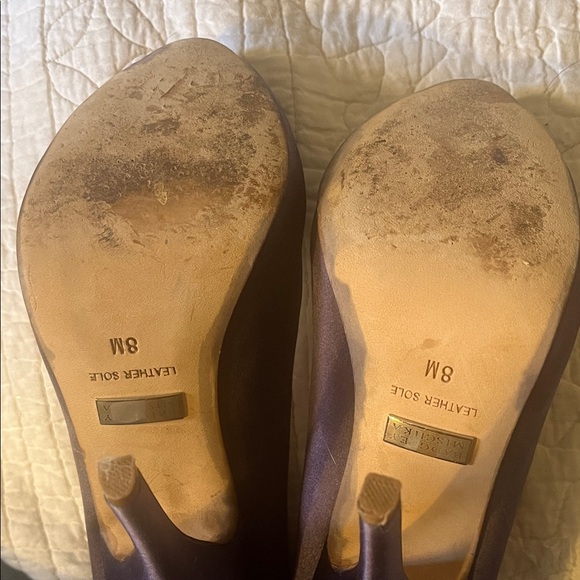 Badgley Mischka Purple Satin Heels with Crystal Embellishment - Picture 7 of 8